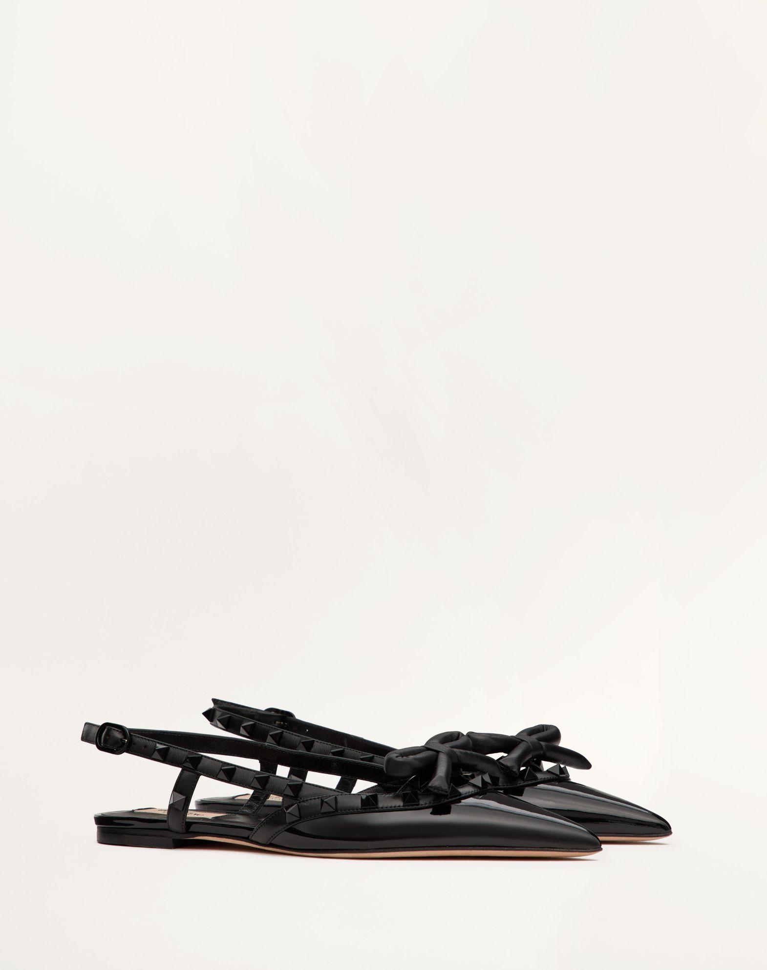 Rockstud Bow Slingback Ballerina In Patent Leather With Tone-On-Tone Studs Product Image