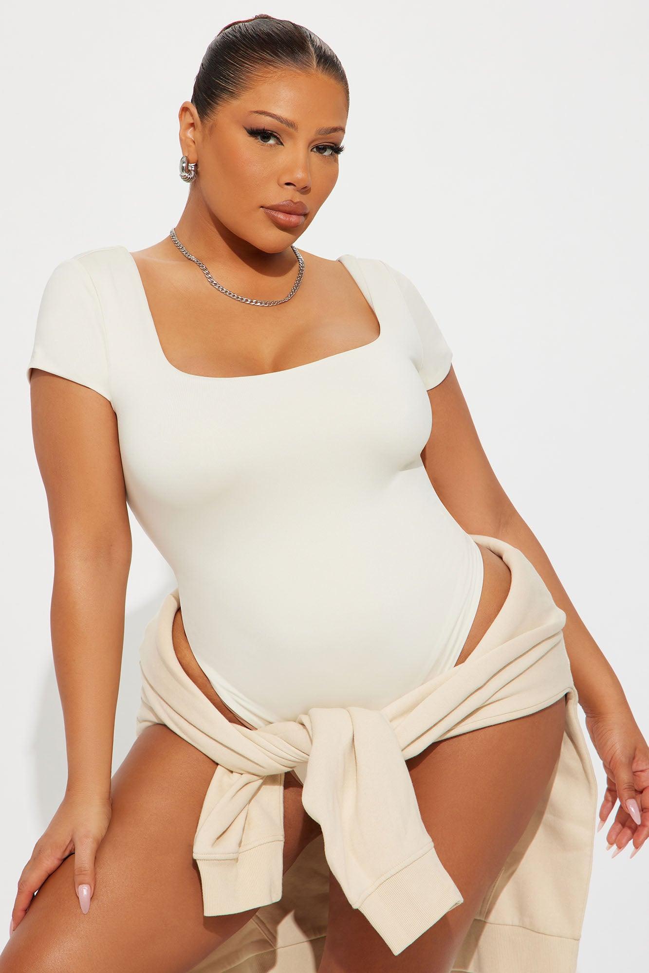 Contour Double Lined Square Neck Bodysuit - Bone Female Product Image