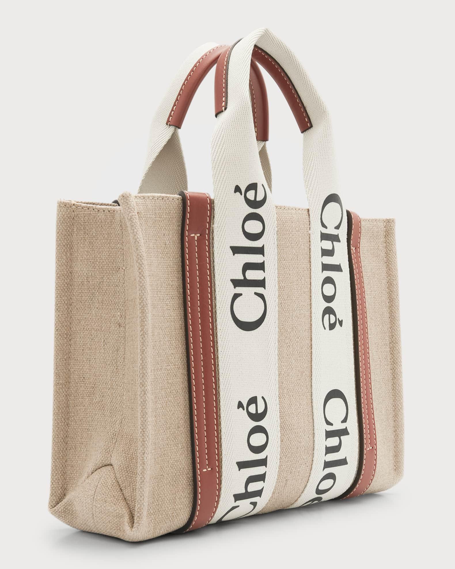 Woody Small Tote Bag in Linen with Crossbody Strap Product Image