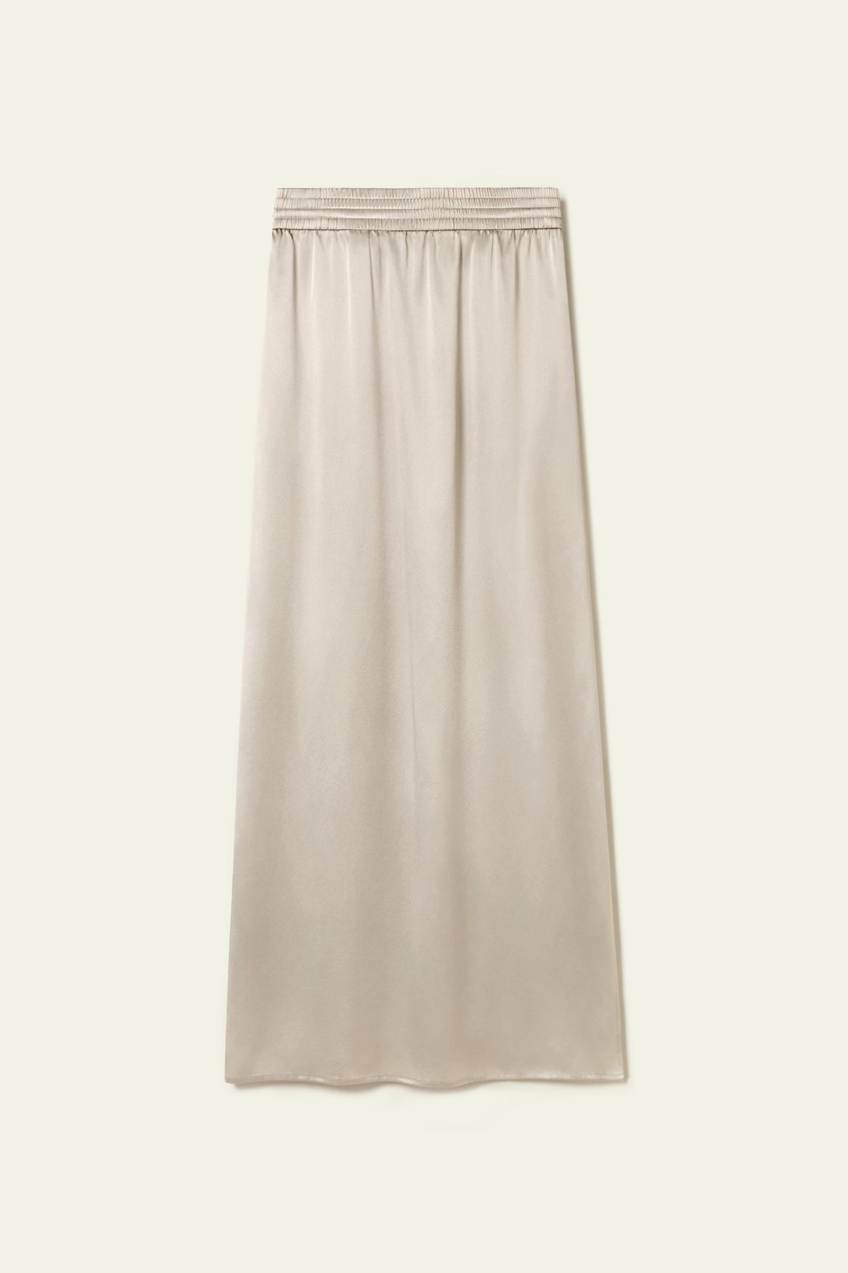 Washable Silk Charmeuse Pull-On Skirt Product Image