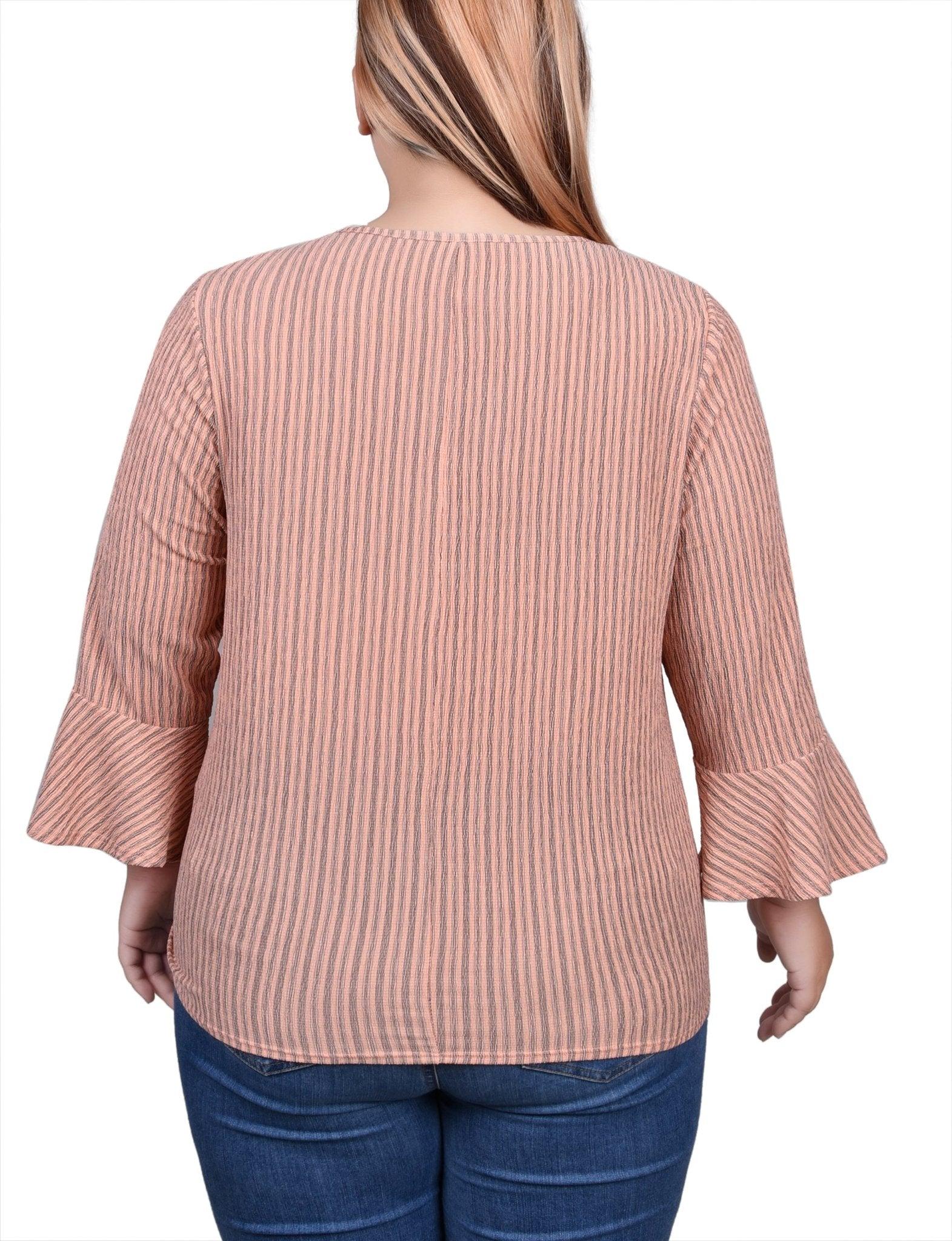 Coral 3/4 Bell Sleeve Textured Knit Top - Plus Product Image