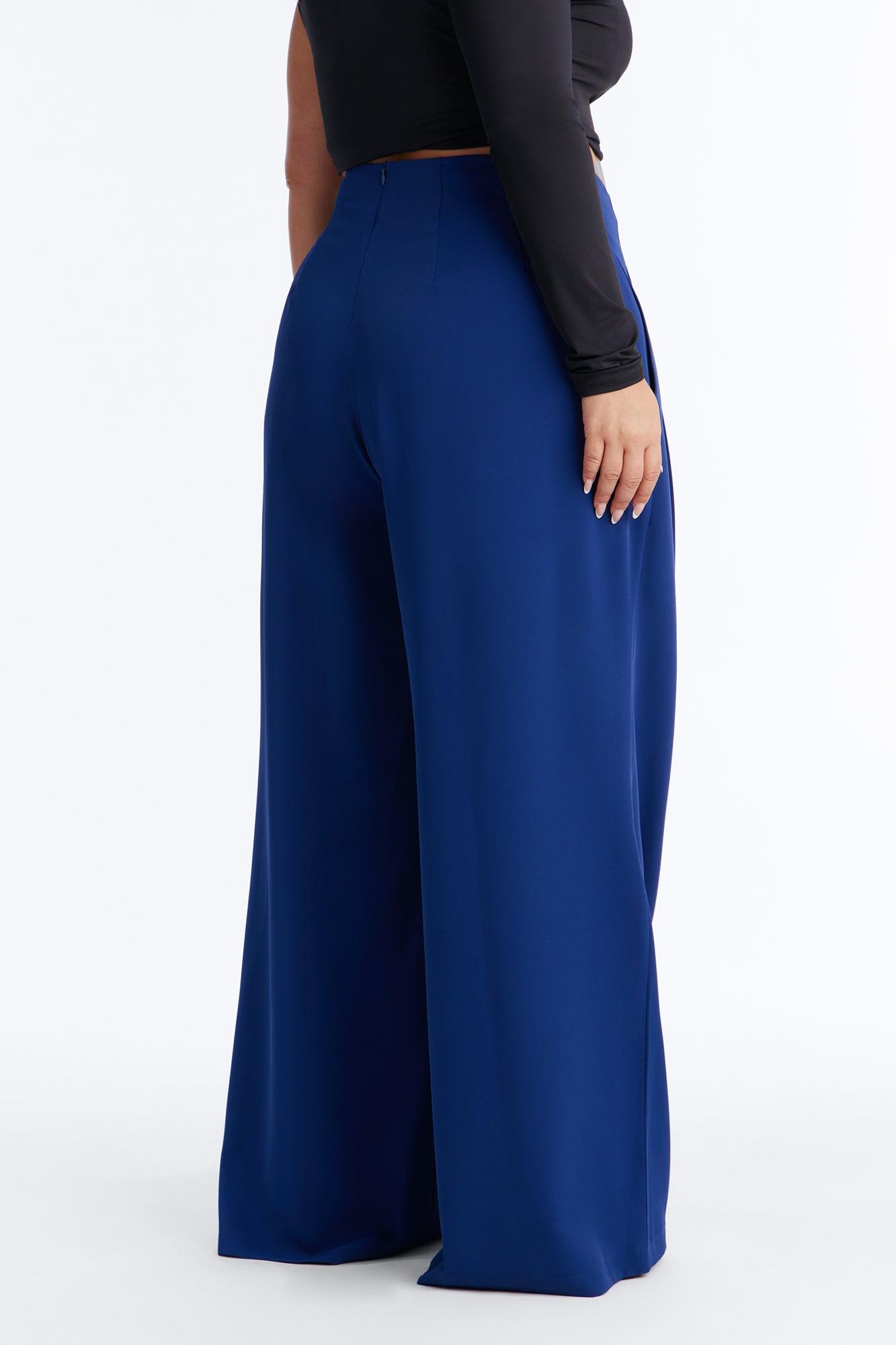 About Time Wide Leg Trousers - Blue Female Product Image