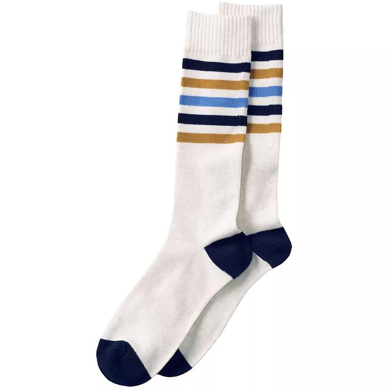 Men's Lands' End Novelty Crew Socks, Orange Rugby Stripe Product Image