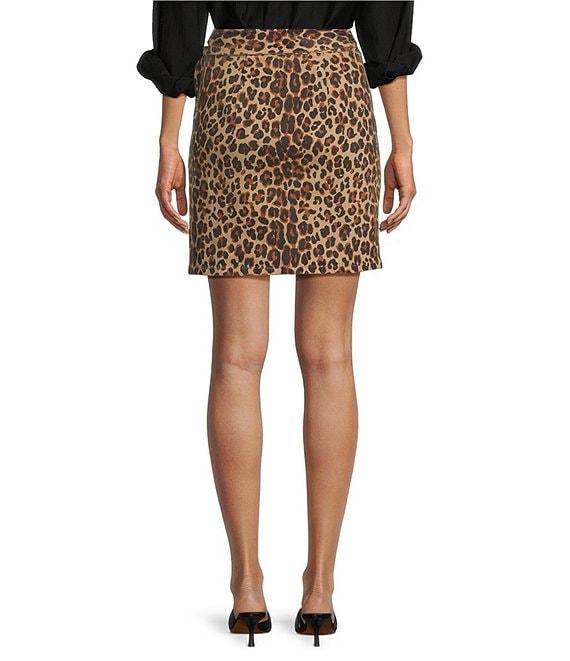 Never Fully Dressed Jaspre Leopard Print Denim Wrap Mini Skirt Product Image