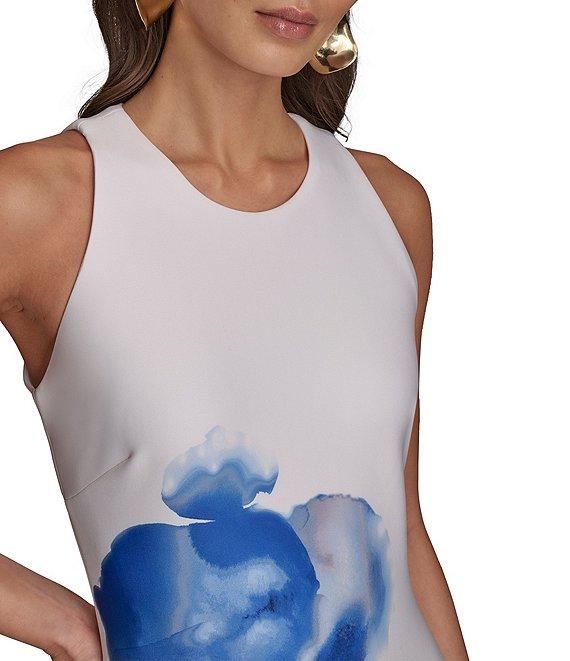 Donna Karan Sleeveless Floral Print Scuba Sheath Dress Product Image