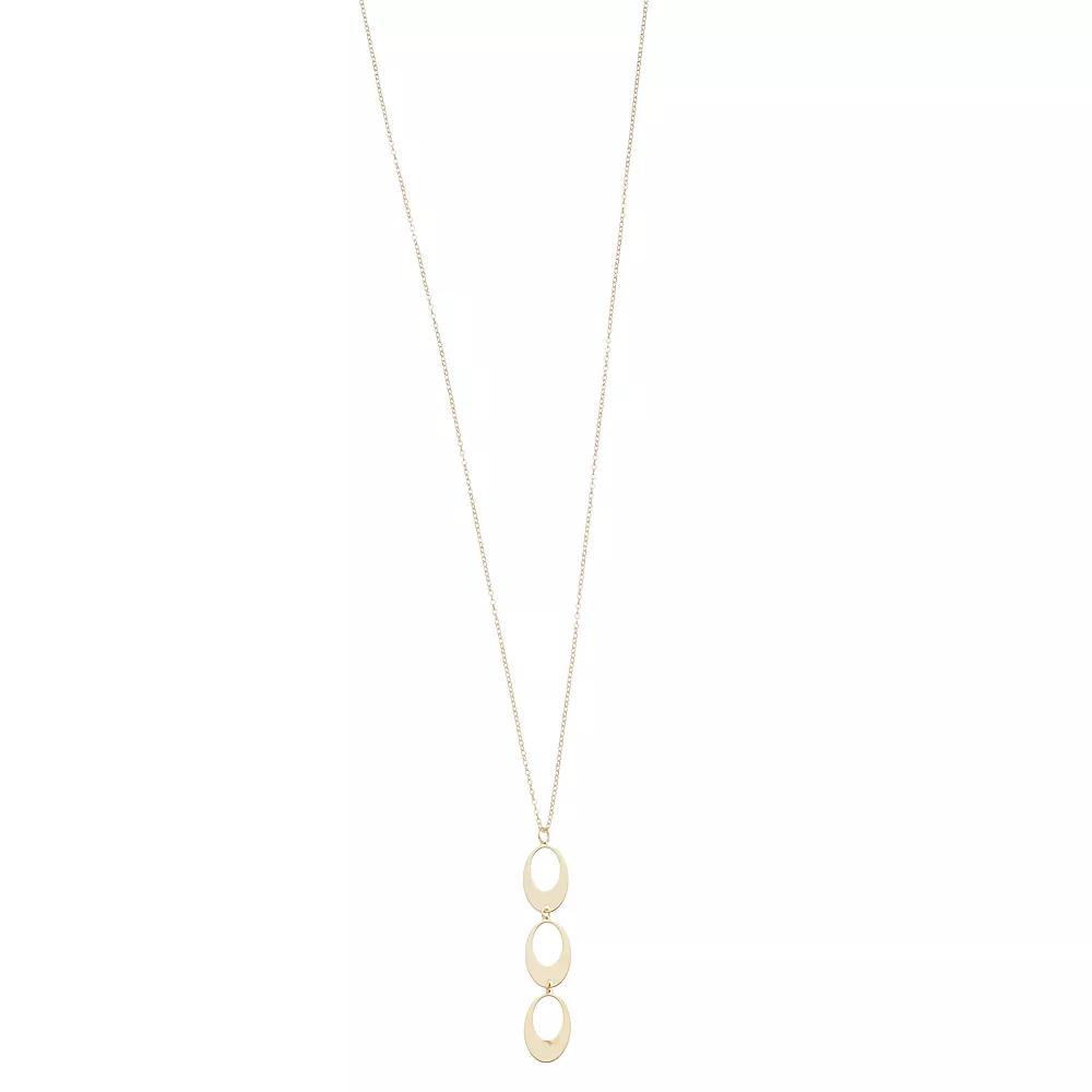 Au Naturale 10k Gold Three Oval Drop Necklace, Women's, Size: 17", Yellow Product Image