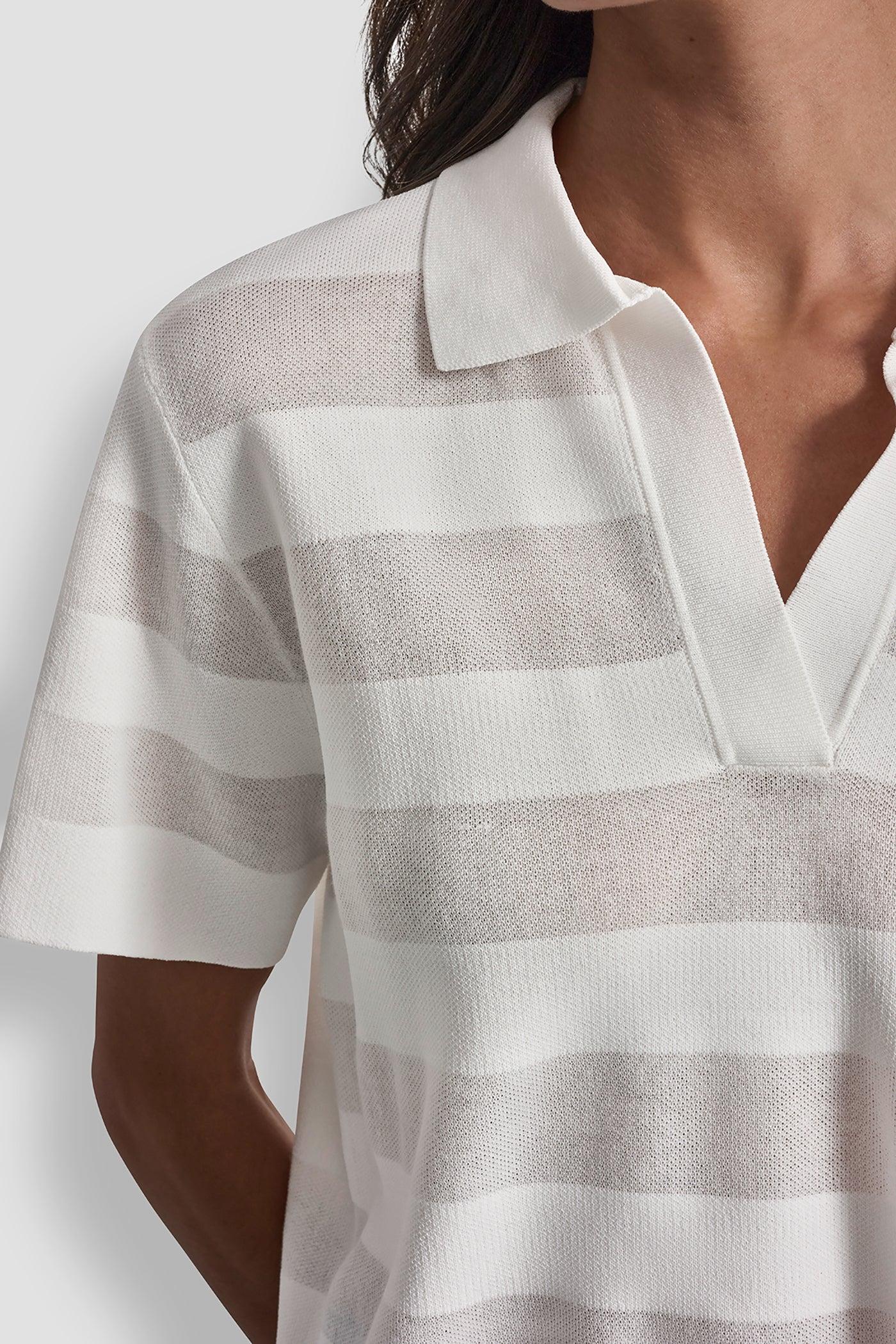 SHEER STRIPED POLO SWEATER Product Image