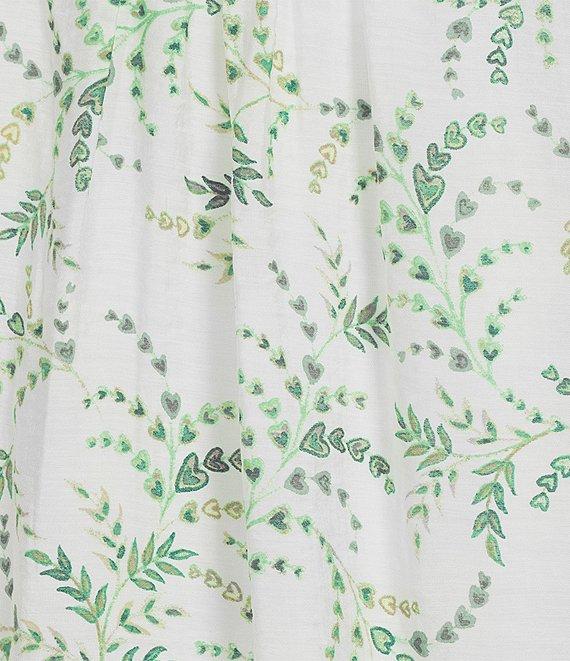 Figueroa & Flower Woven Printed Mandarin Collar Short Puff Sleeve Button Front Blouse Product Image