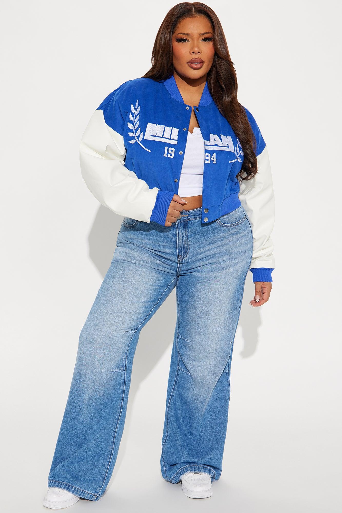 Milan Heritage Faux Leather & Cotton Jacket - Blue/combo Product Image