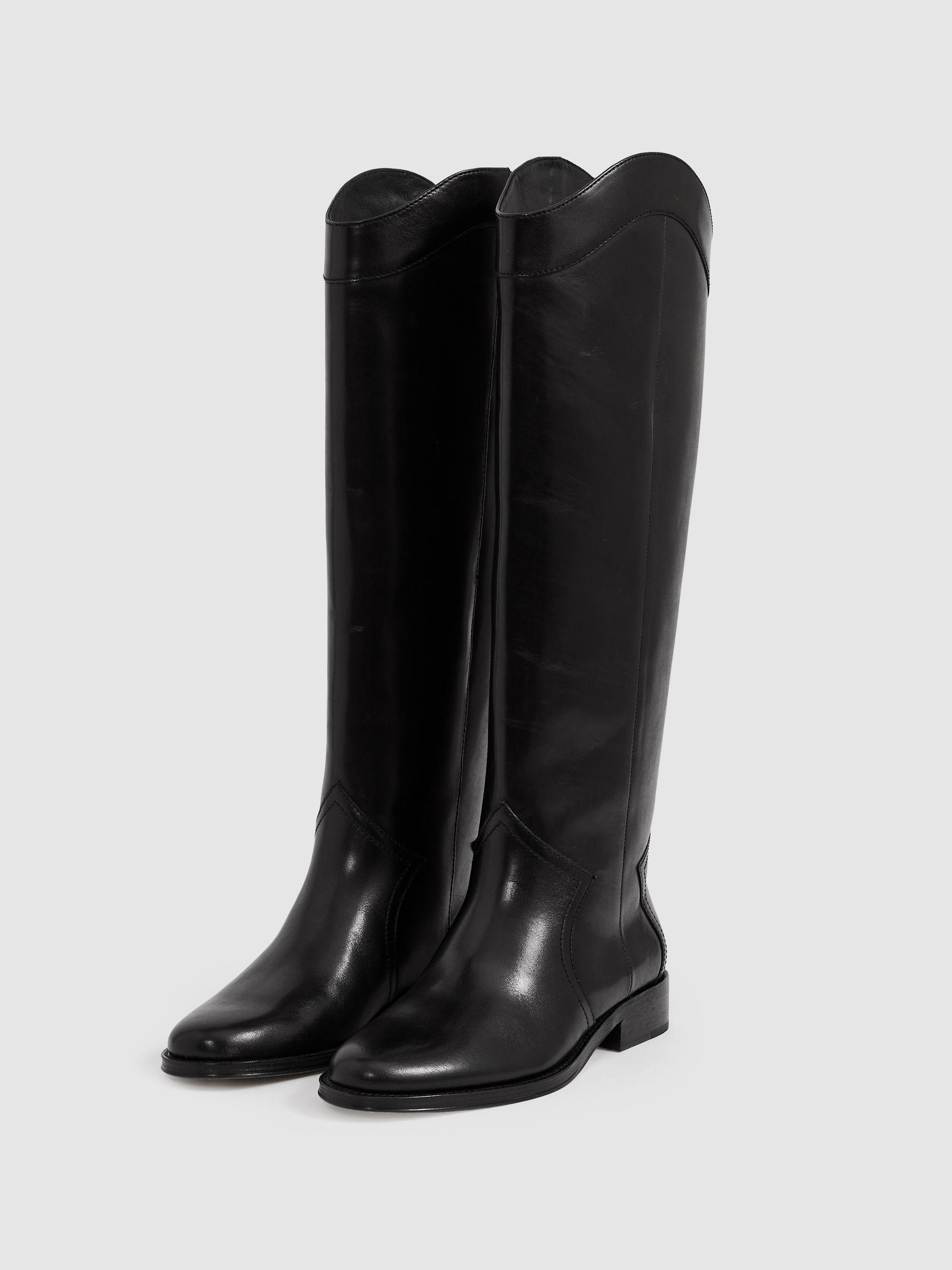Paige Leather Knee-High Riding Boots in Black Product Image