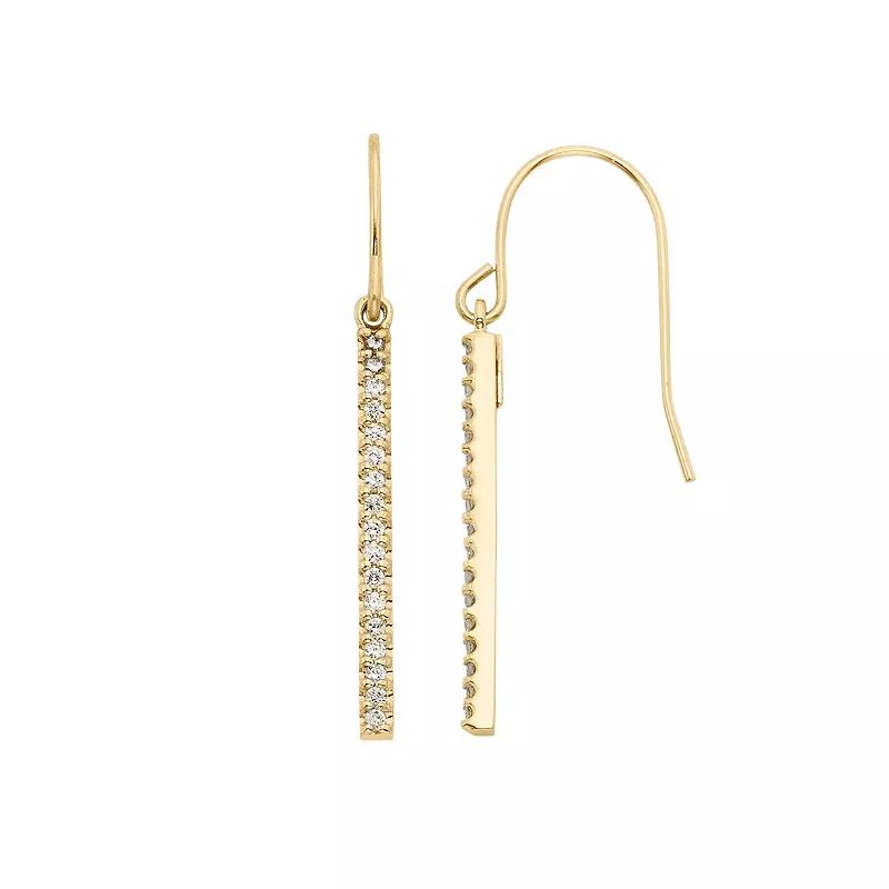 1/4 Carat T.W. Diamond 10k Gold Over Silver Stick Drop Earrings, Womens, White Product Image