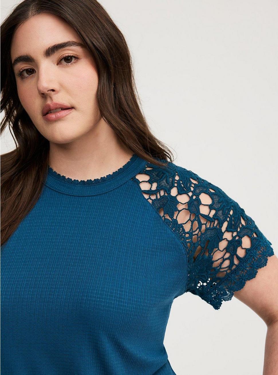 Crochet Raglan Crew Top Product Image