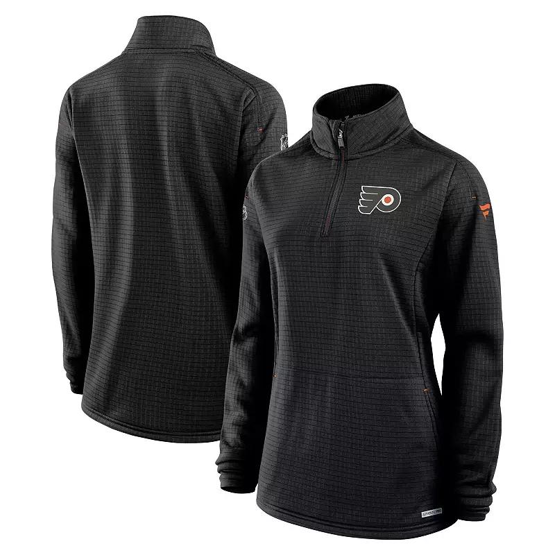 Women's Fanatics Black Philadelphia Flyers Authentic Pro Rink Lightweight Quarter-Zip Pullover Top,  Product Image