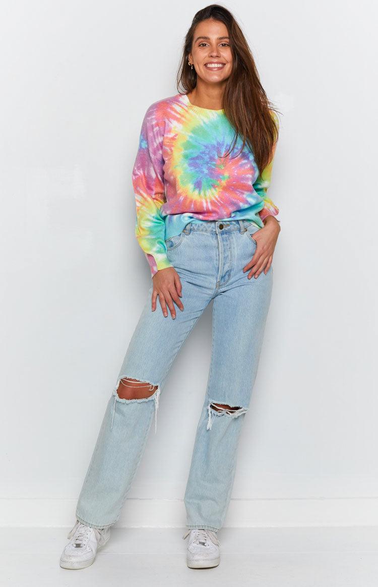 Love You Different Tie Dye Sweater Rainbow Product Image