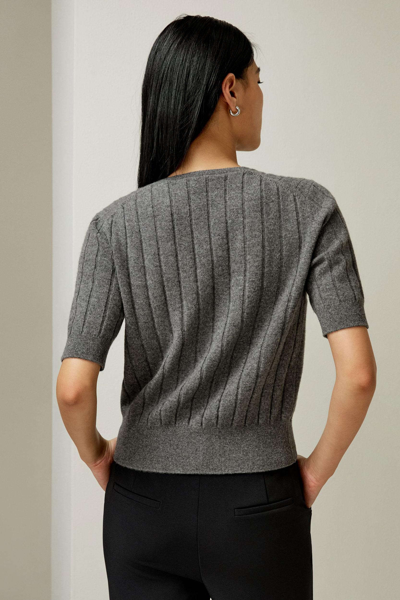 LILYSILK Womens Cashmere Sweater - Medium Gray Pure Cashmere - Comfortable V-Neck Top M Product Image