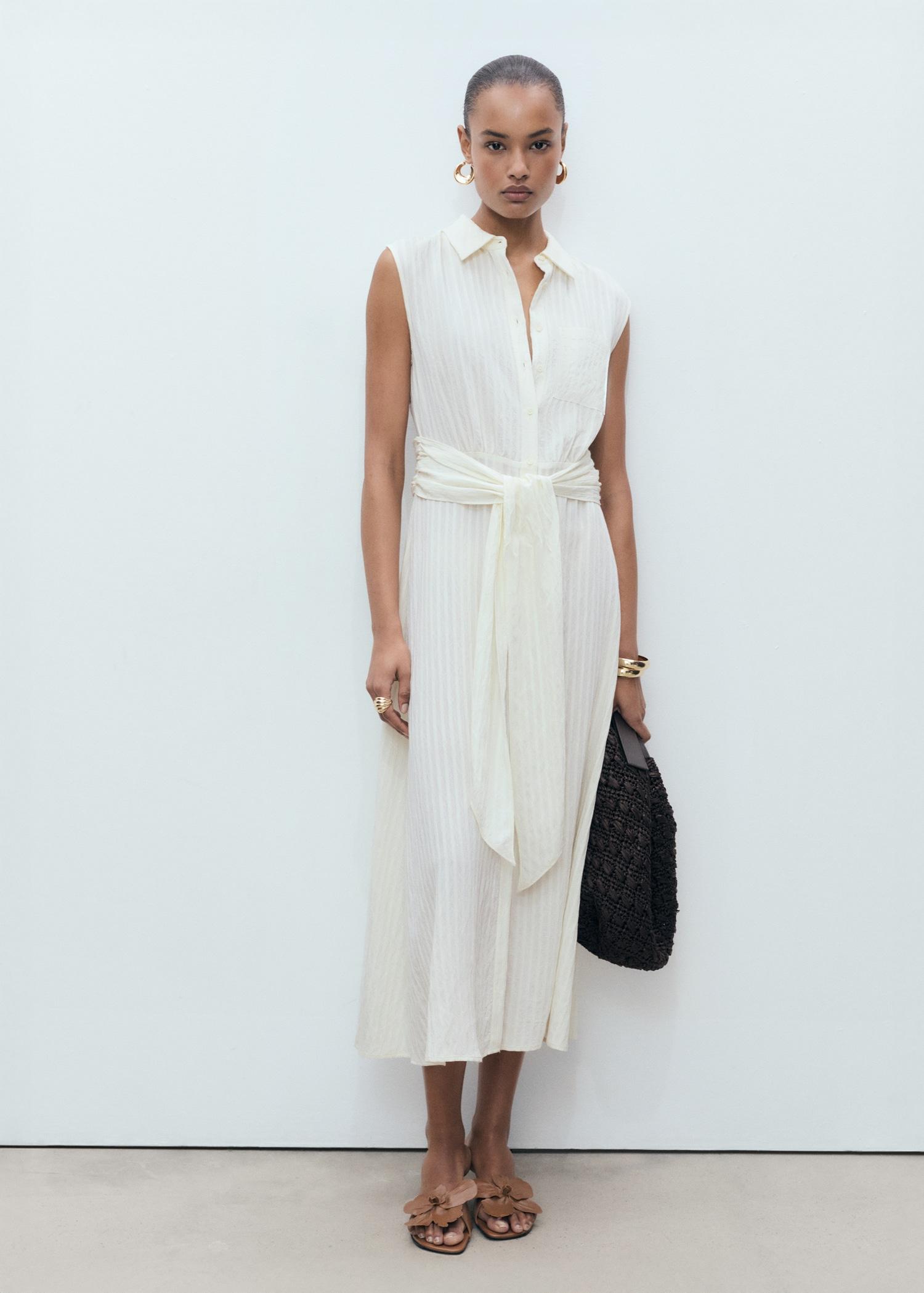 Bow shirt dress - Women | MANGO USA Product Image