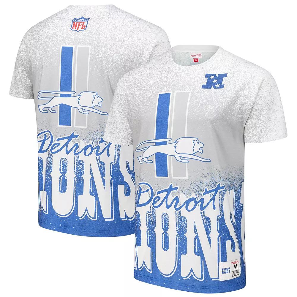 Men's Mitchell & Ness  White Detroit Lions Team Burst Vintage Logo T-Shirt, Size: Medium Product Image