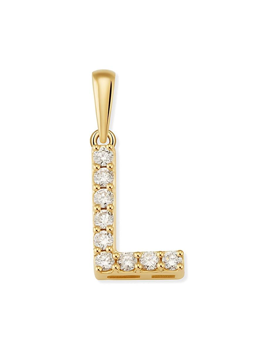 Womens 14K Yellow Gold Luxe Letter Diamond Initial Pendant Charm Product Image