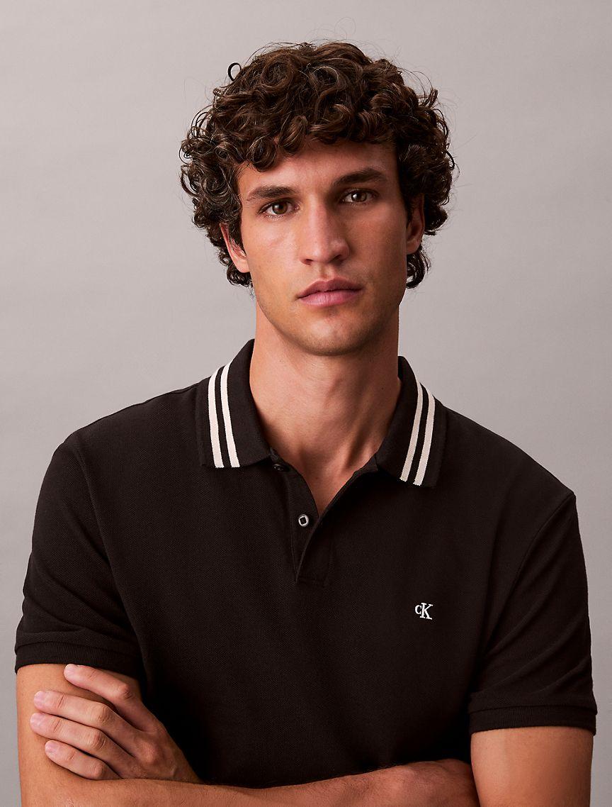 Monogram Logo Pique Tipped Classic Polo Shirt Product Image