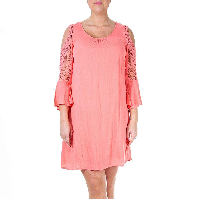 Women's Nina Leonard Crochet Cold-Shoulder Swing Dress,  Product Image