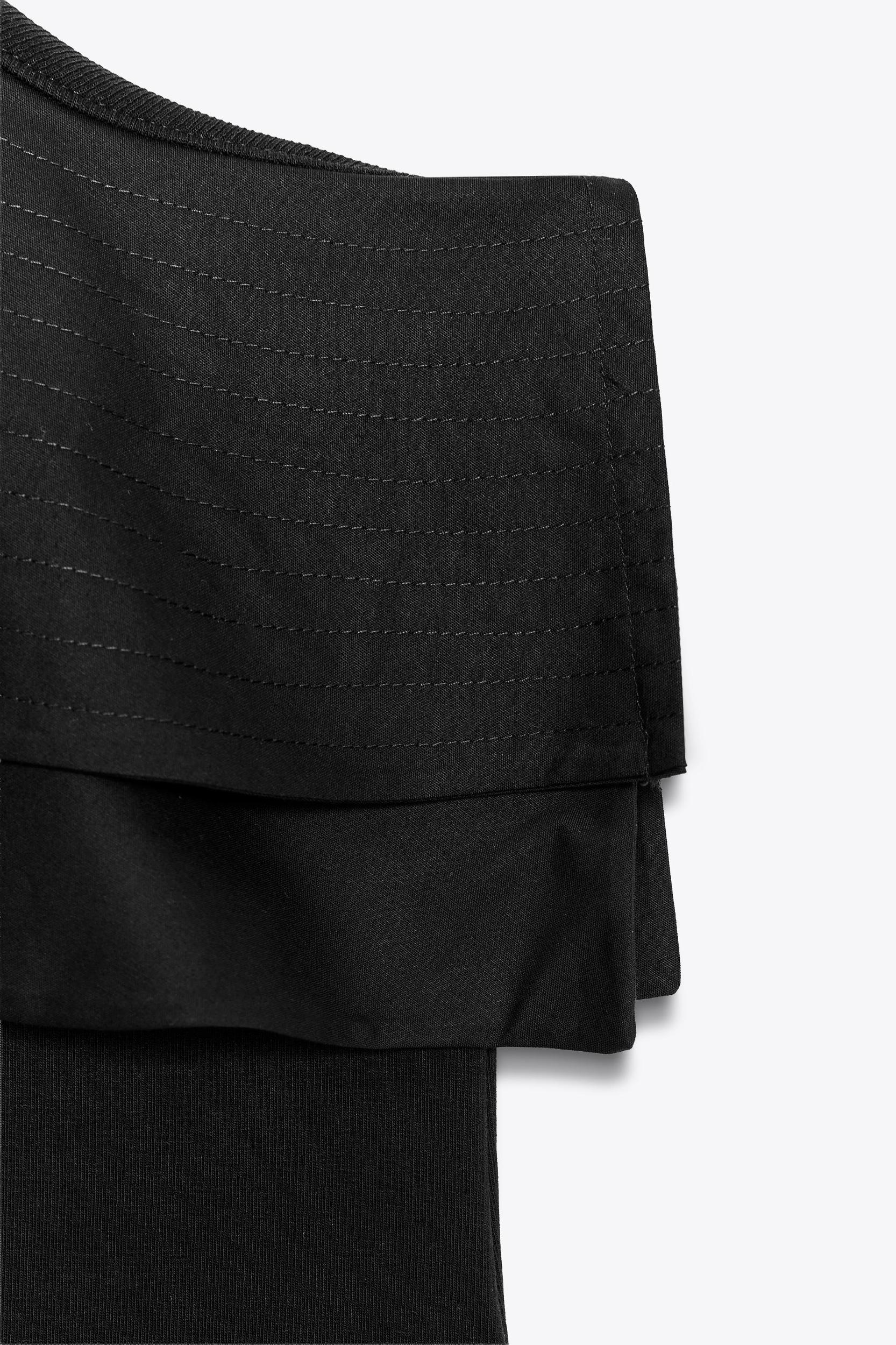 ASYMMETRIC BODYSUIT WITH CONTRASTING RUFFLE Product Image