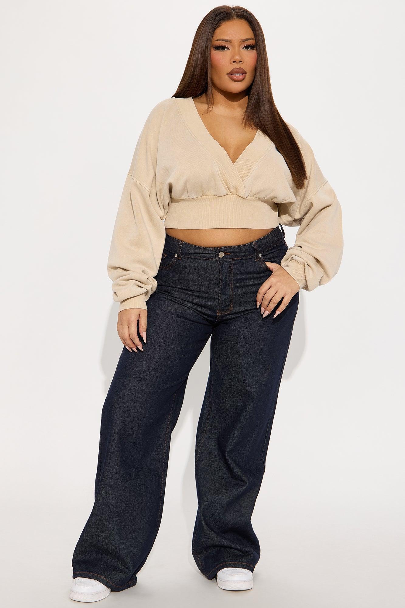 Amara Fleece Off Shoulder Sweatshirt - Stone Product Image