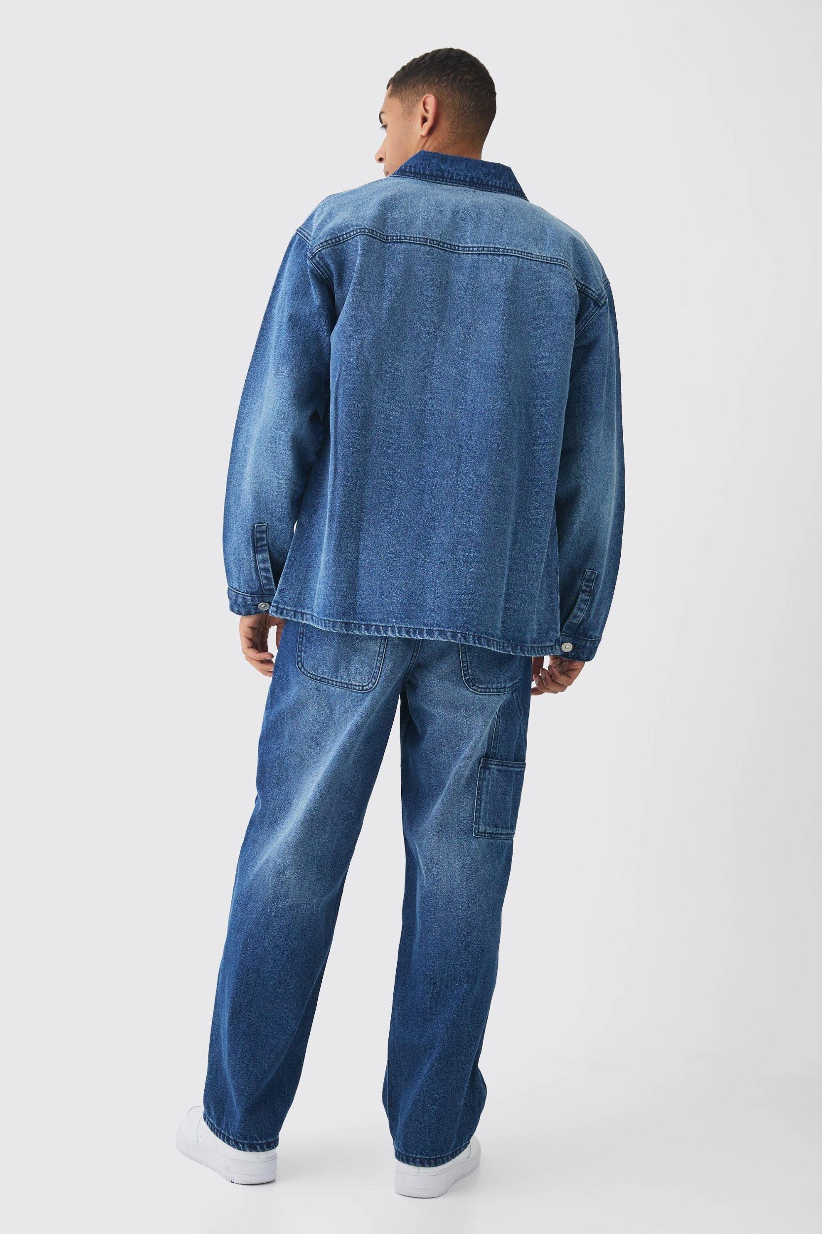 Rigid Baggy Carpenter Dyed Jeans | boohooMAN USA Product Image