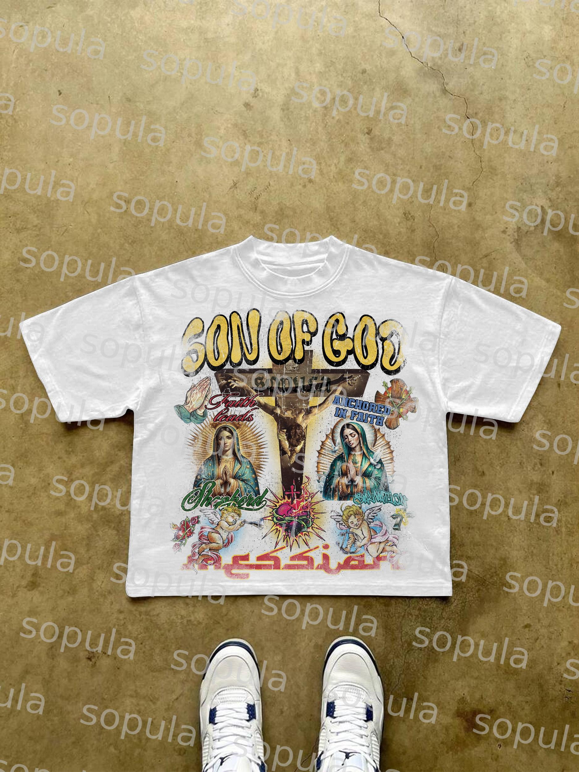 Sopula Son Of God Vintage Collage Graphics Cropped T-Shirts Product Image