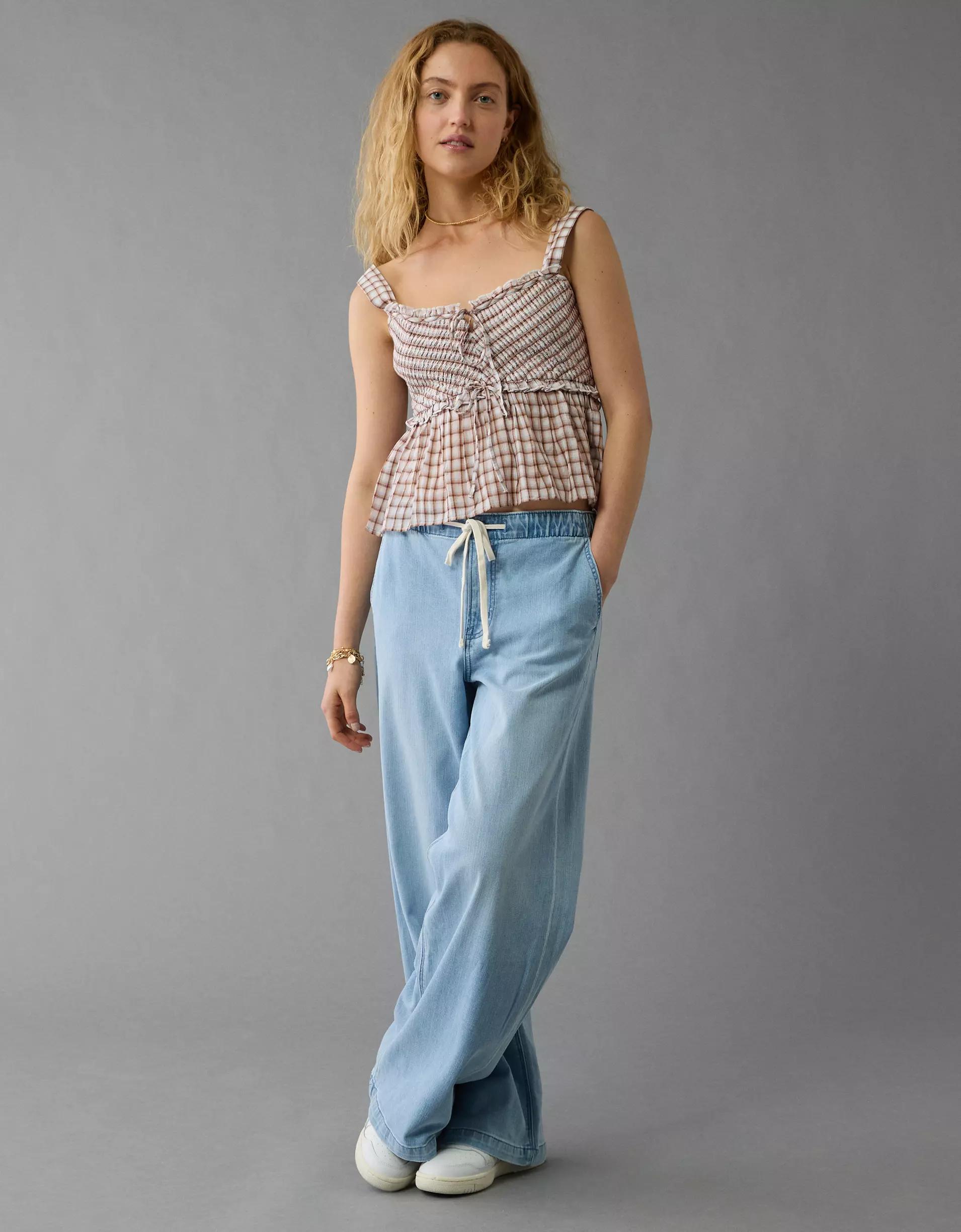 AE Smocked Babydoll Shirt Product Image