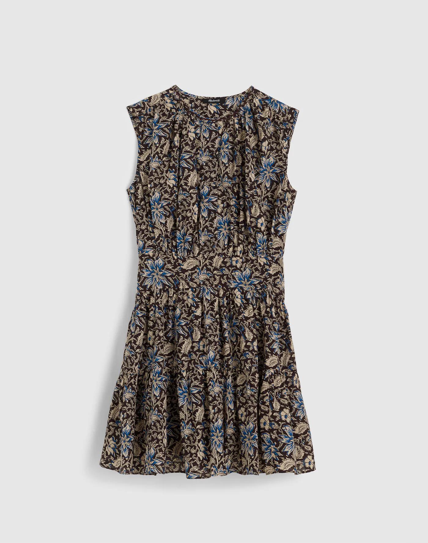 Gathered Button-Front Mini Dress in Floral Product Image