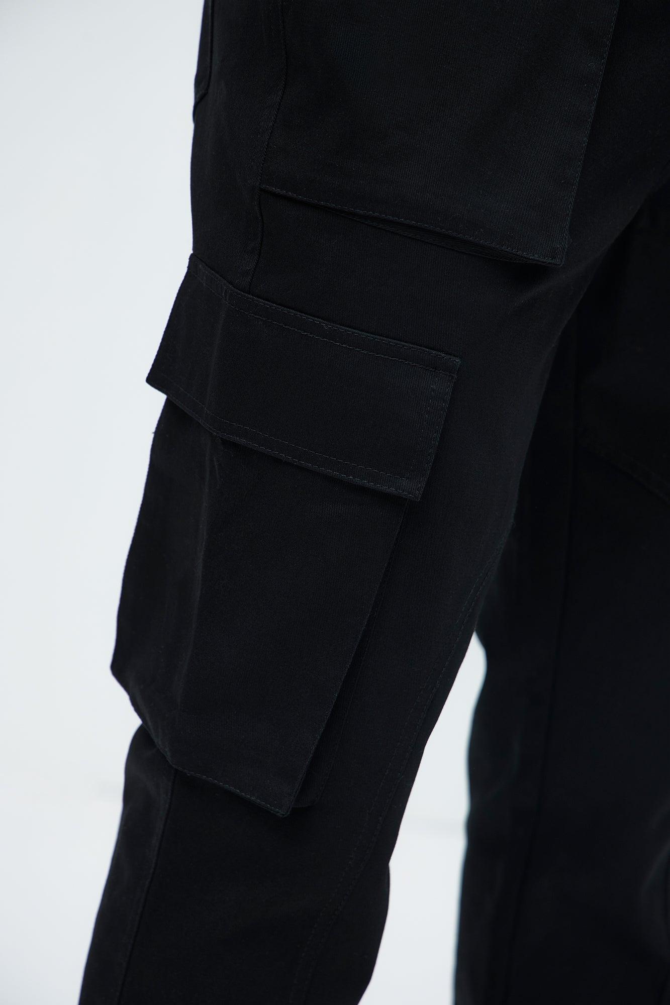 Double Up Stacked Slim Cargo Pants - Black Product Image