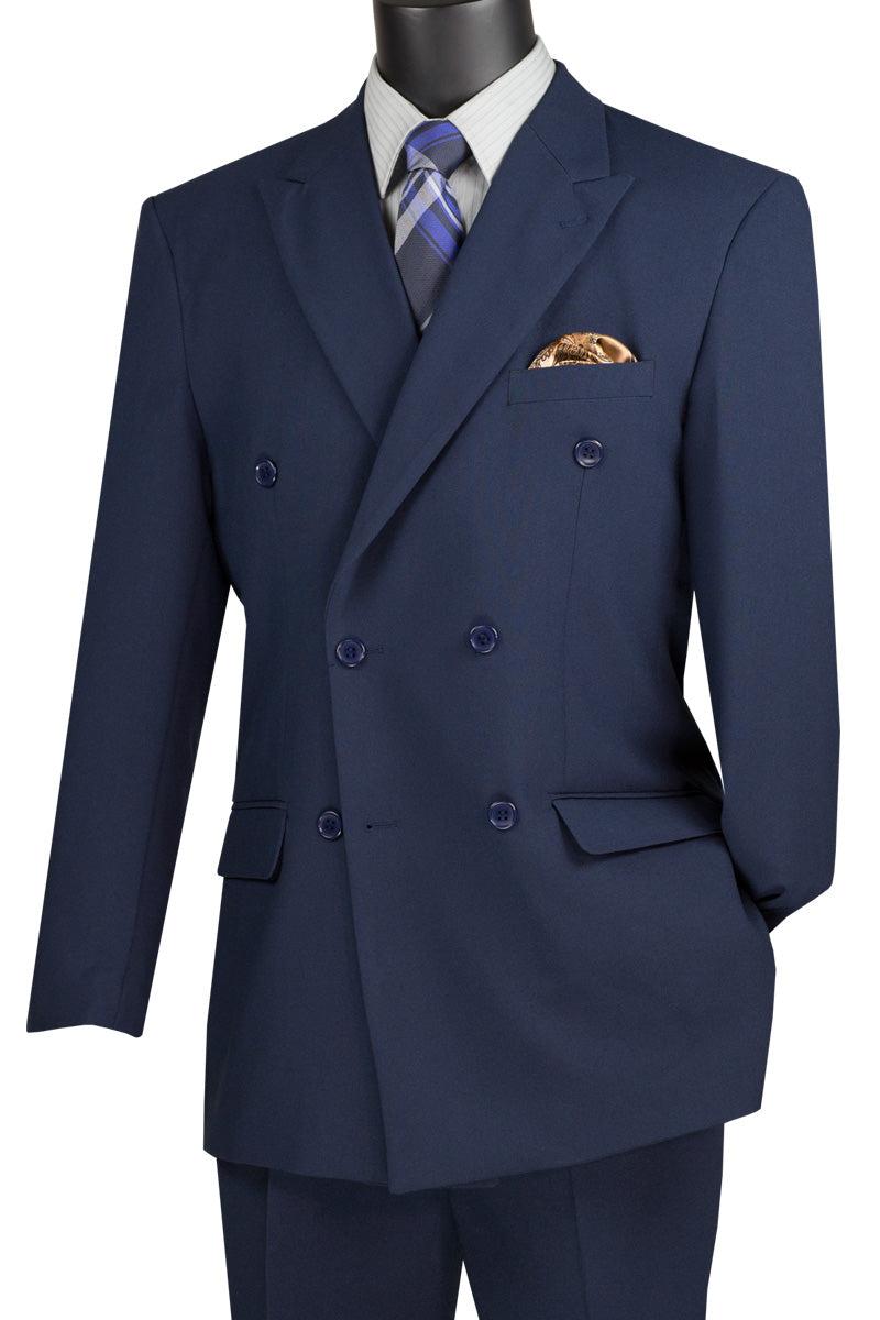 Ramses Collection - Navy Regular Fit Double Breasted 2 Piece Suit with Adjustable Waistband Pants Product Image