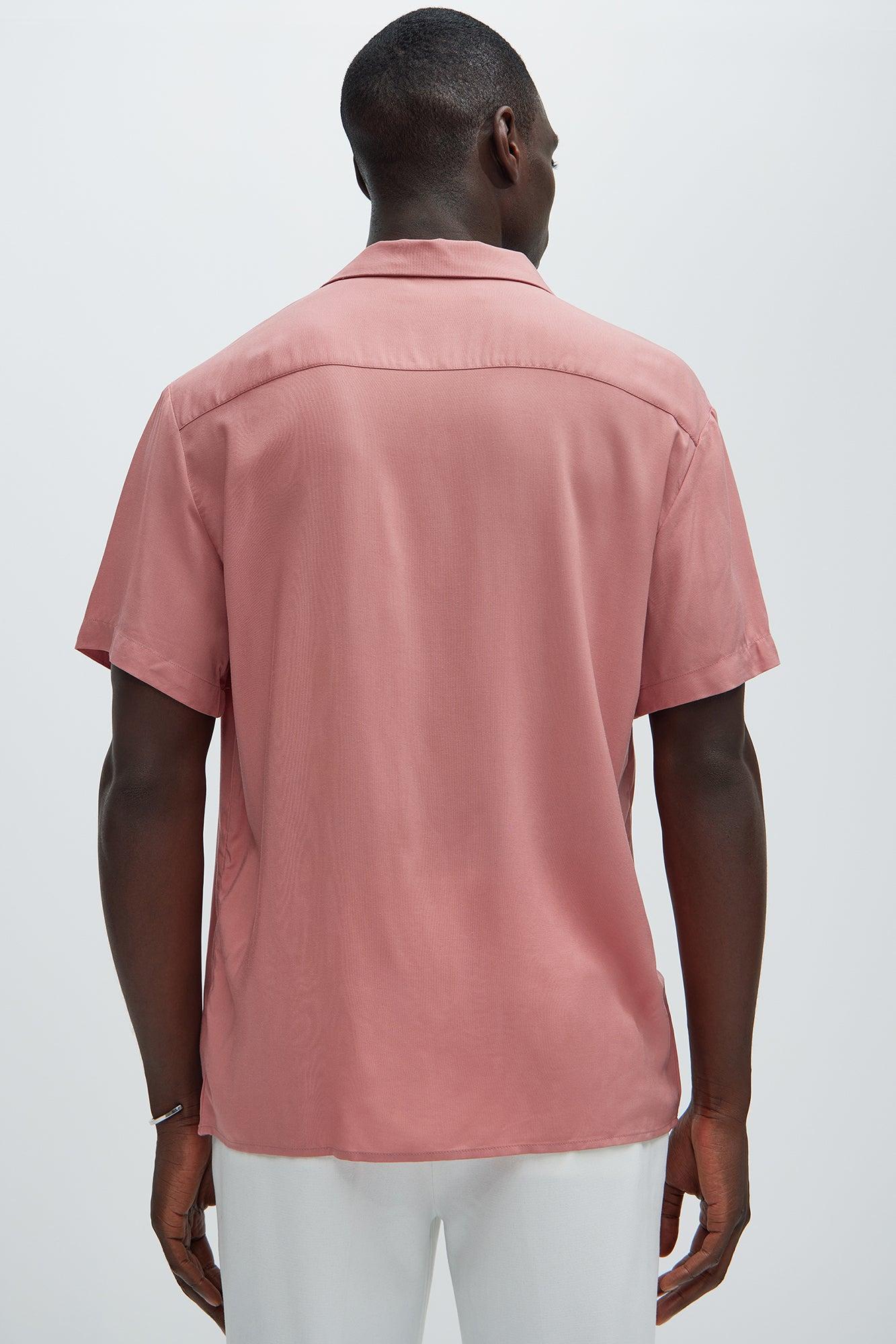 Dawson Relaxed Short Sleeve Cuban Collar Shirt - Mauve Product Image