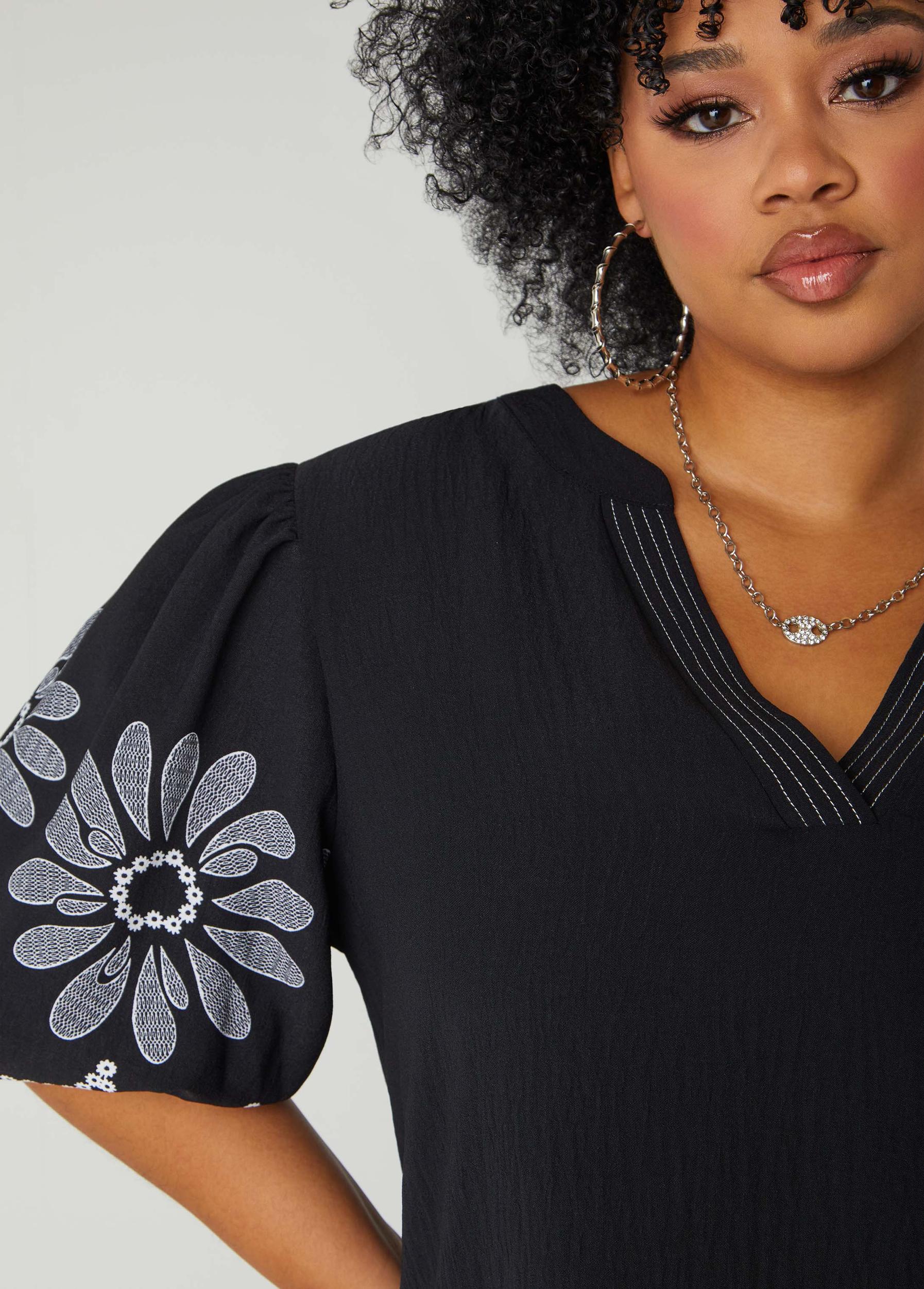 Floral Balloon Sleeve Blouse Product Image