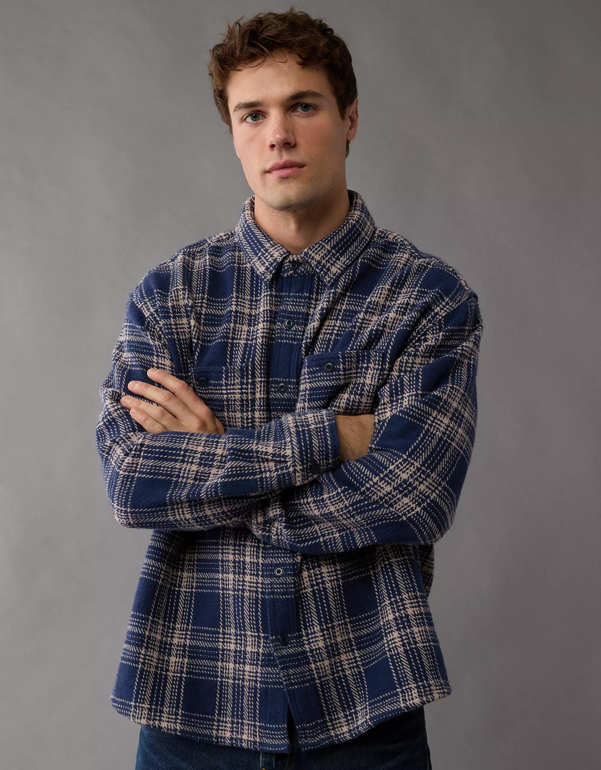 AE Textured Flannel Shirt Product Image