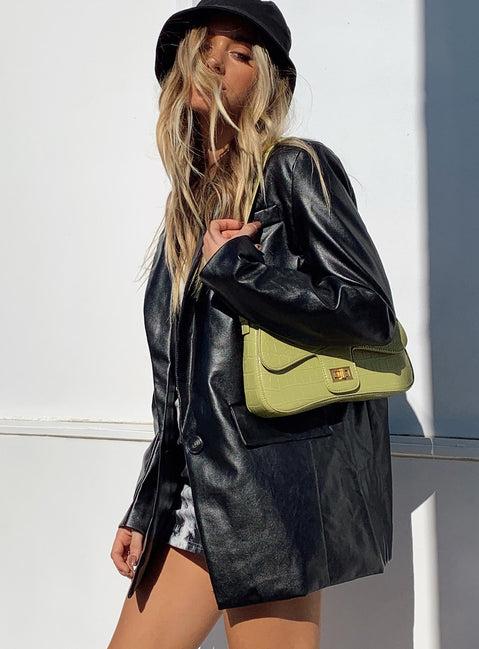 Jocelyn Faux Leather Blazer Black Product Image