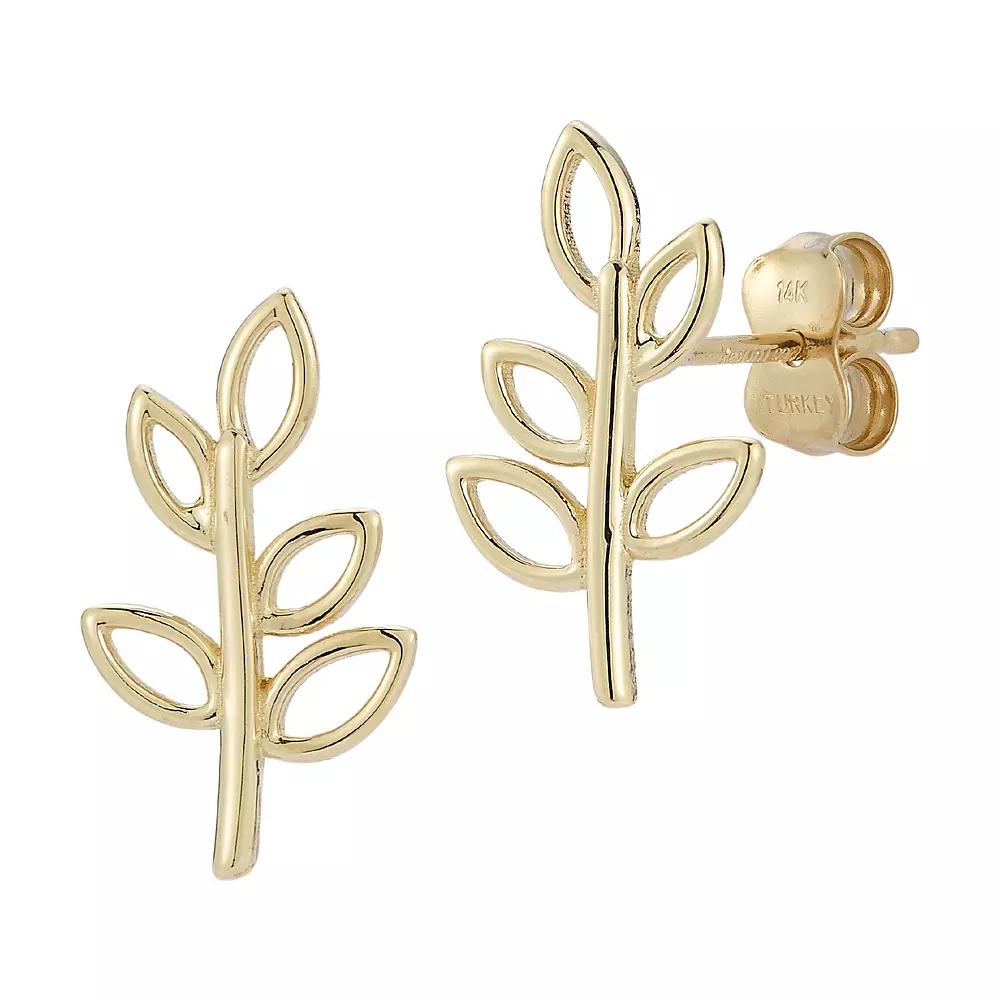 LUMINOR GOLD 14k Gold Leaf Stud Earrings, Women's Product Image