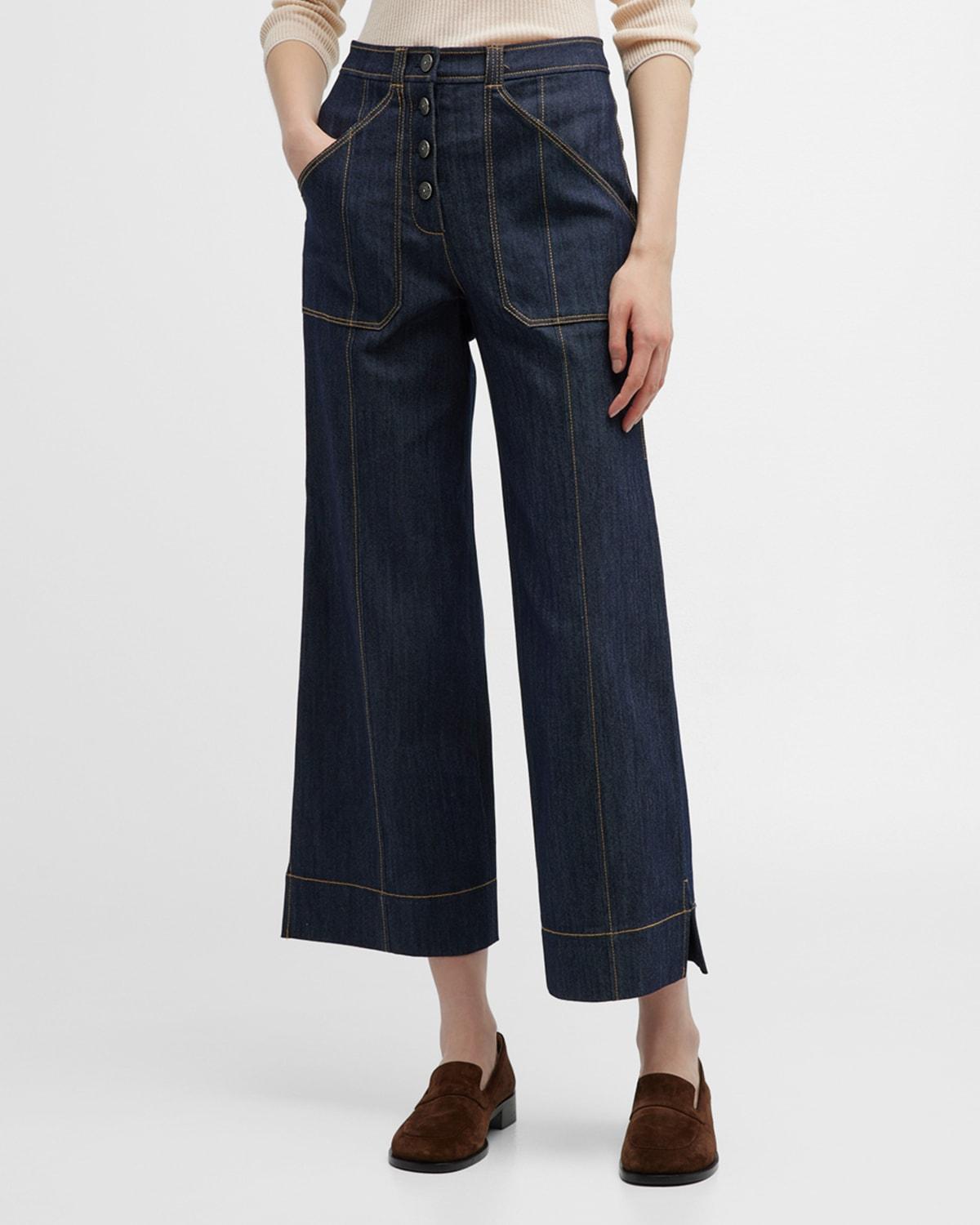 Womens Benji Mid-Rise Wide-Leg Jeans Product Image
