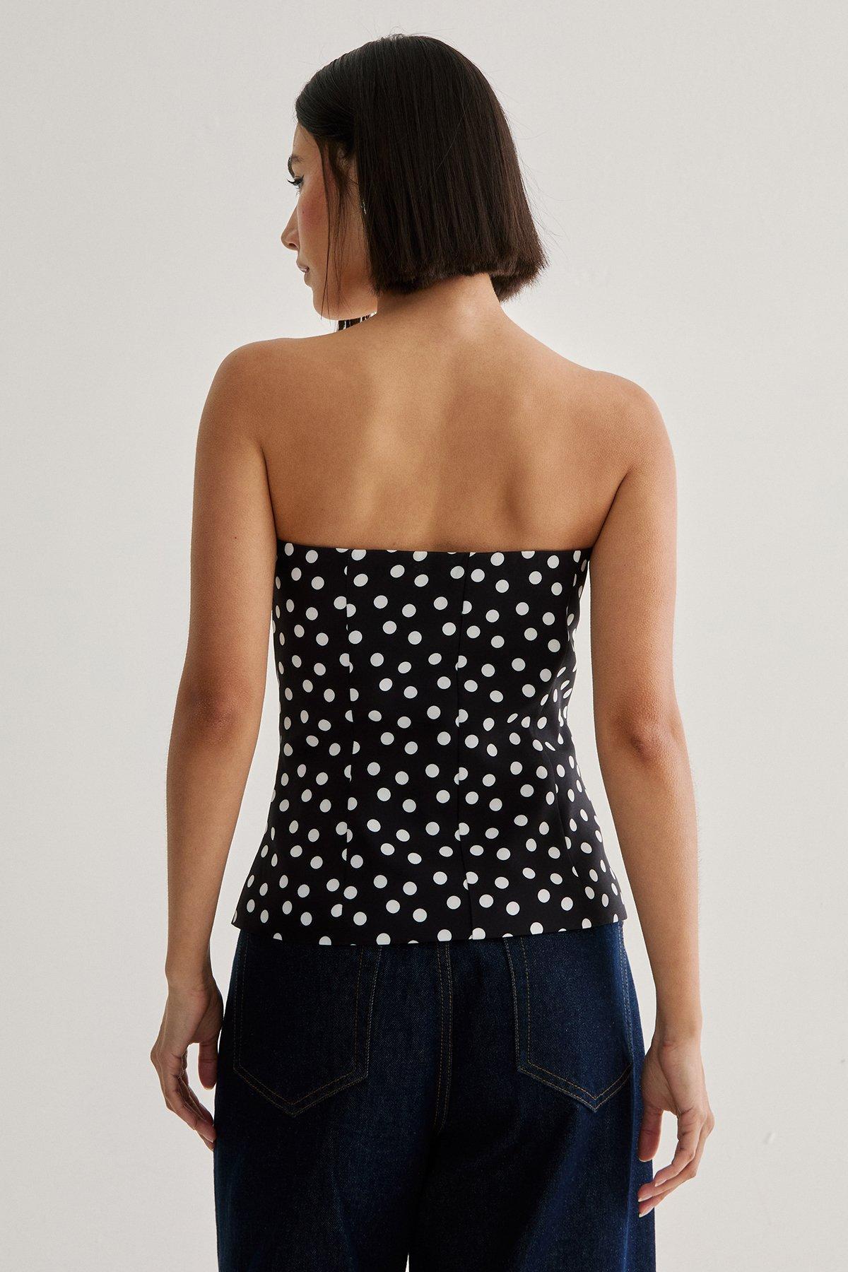 Spot Print Tailored Bustier Top Product Image