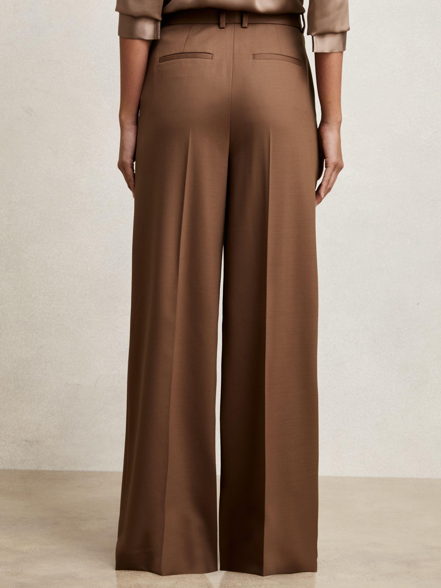 Wool-Blend Wide-Leg Suit Trousers in Tan Product Image