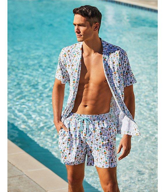 Caribbean Beach Drinks 6#double; Inseam Cabana Swim Trunks Product Image