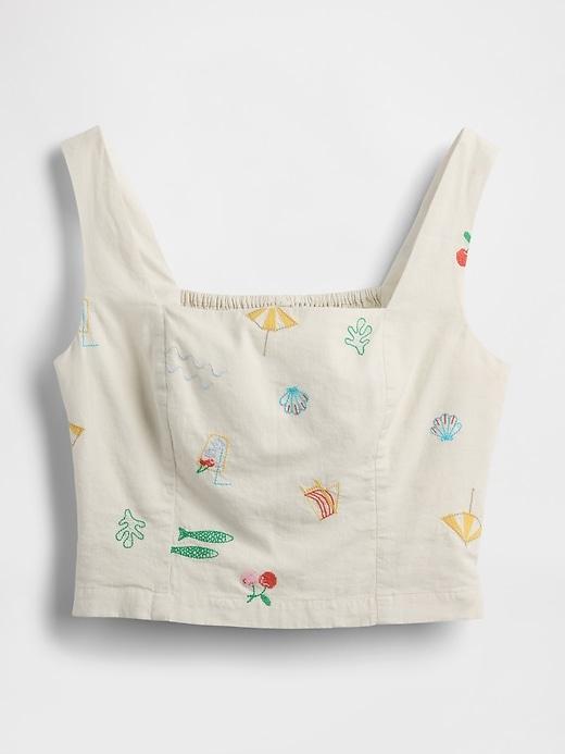 Linen-Blend Crop Top Product Image