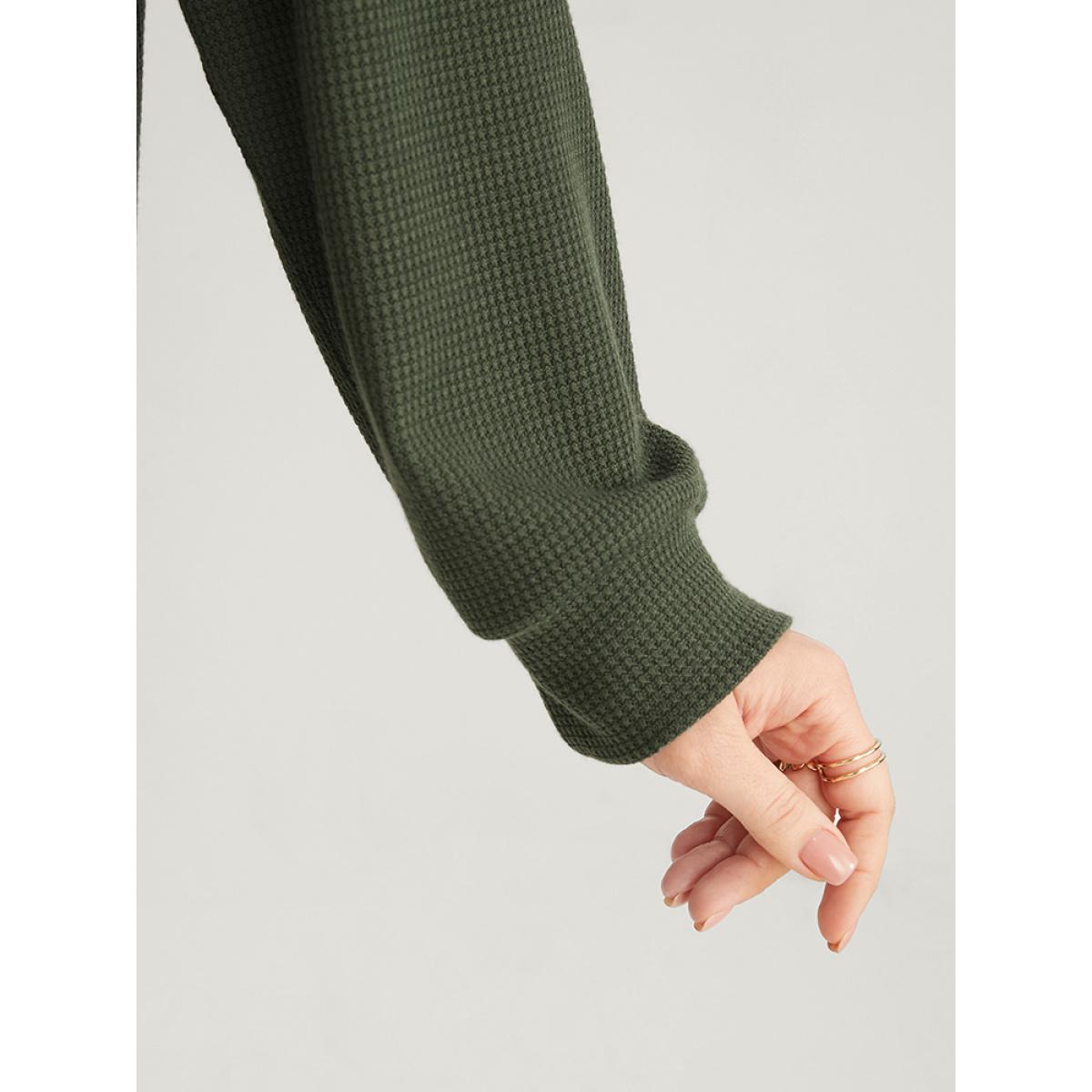 Plus Size Solid V Neck Ruffles Trim Long Tee Sage Women Elegant Ruffles Plain V-neck Dailywear T-shirts BloomChic 22-24/3X Product Image