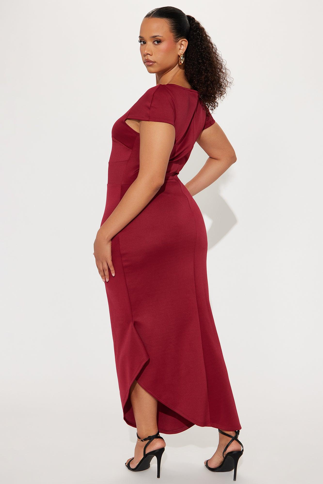 Adelaide Short Sleeve Midi Dress - Burgundy Product Image