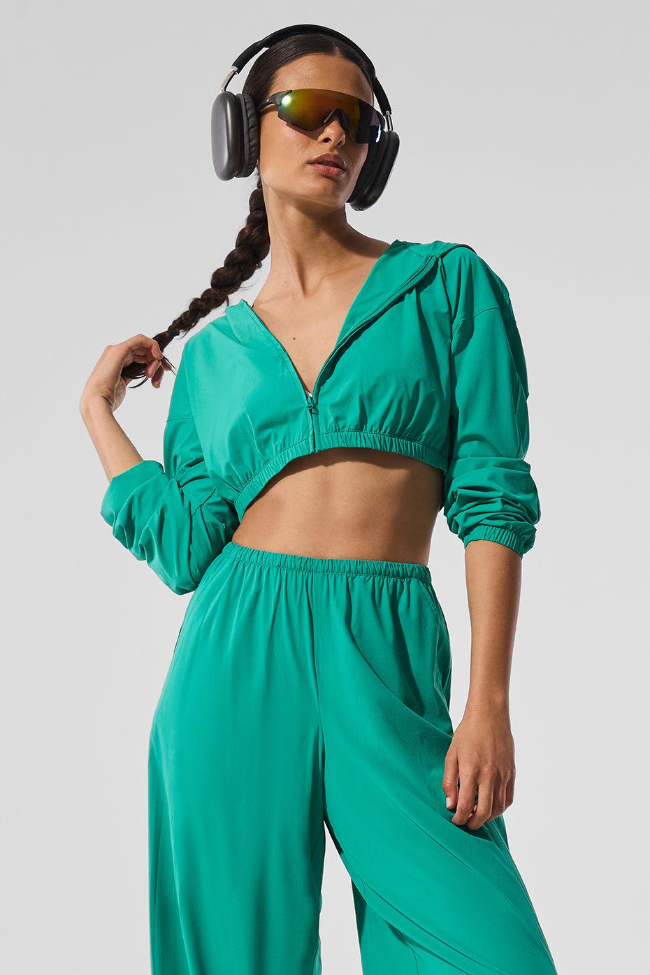 Cropped Breezy Full-Zip Hoodie - Spruce Green Product Image