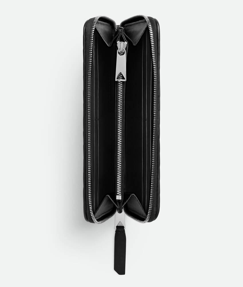 Men's Intrecciato Piccolo Zip Around Wallet in Black Product Image