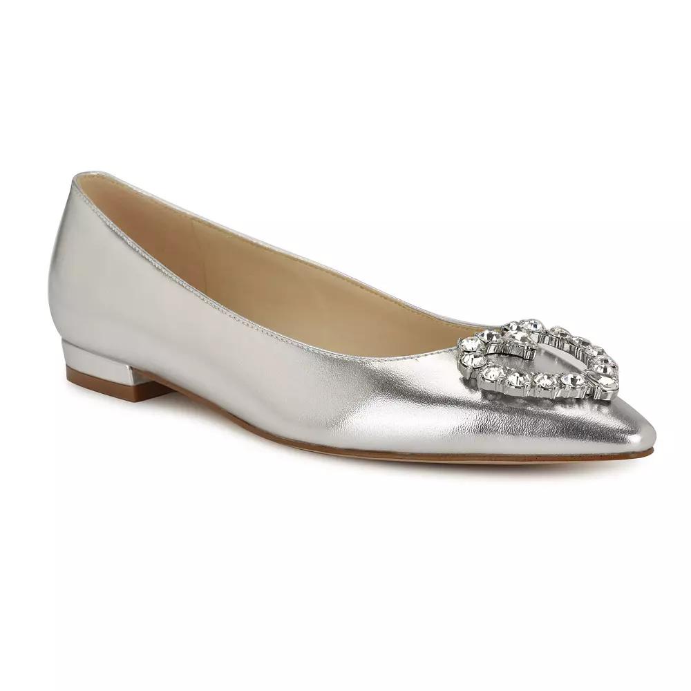 Nine West Hearts Women's Slip-On Pointy Toe Dress Flats, Size: 10, Silver Product Image