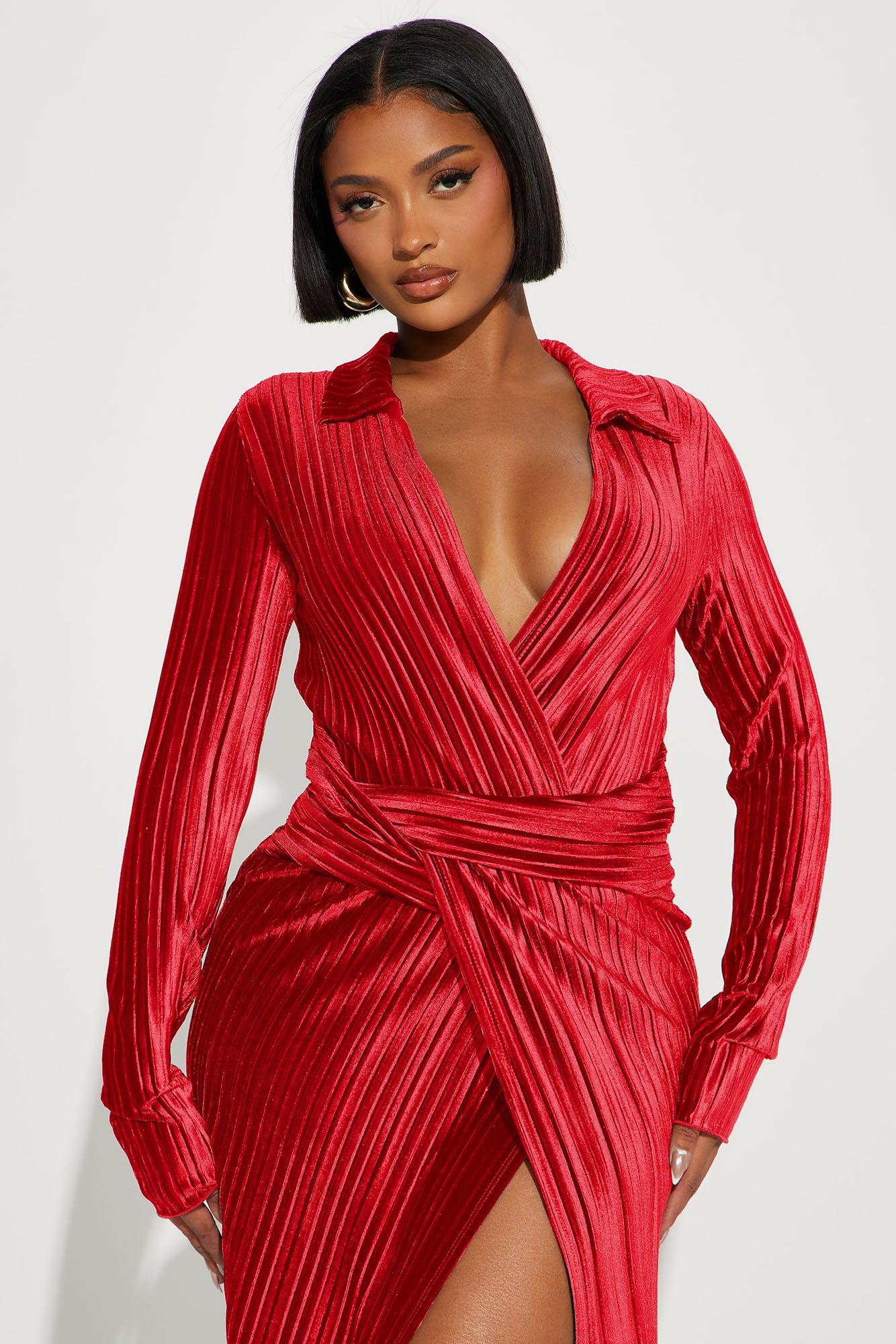 Monica Velvet Maxi Dress - Red Product Image