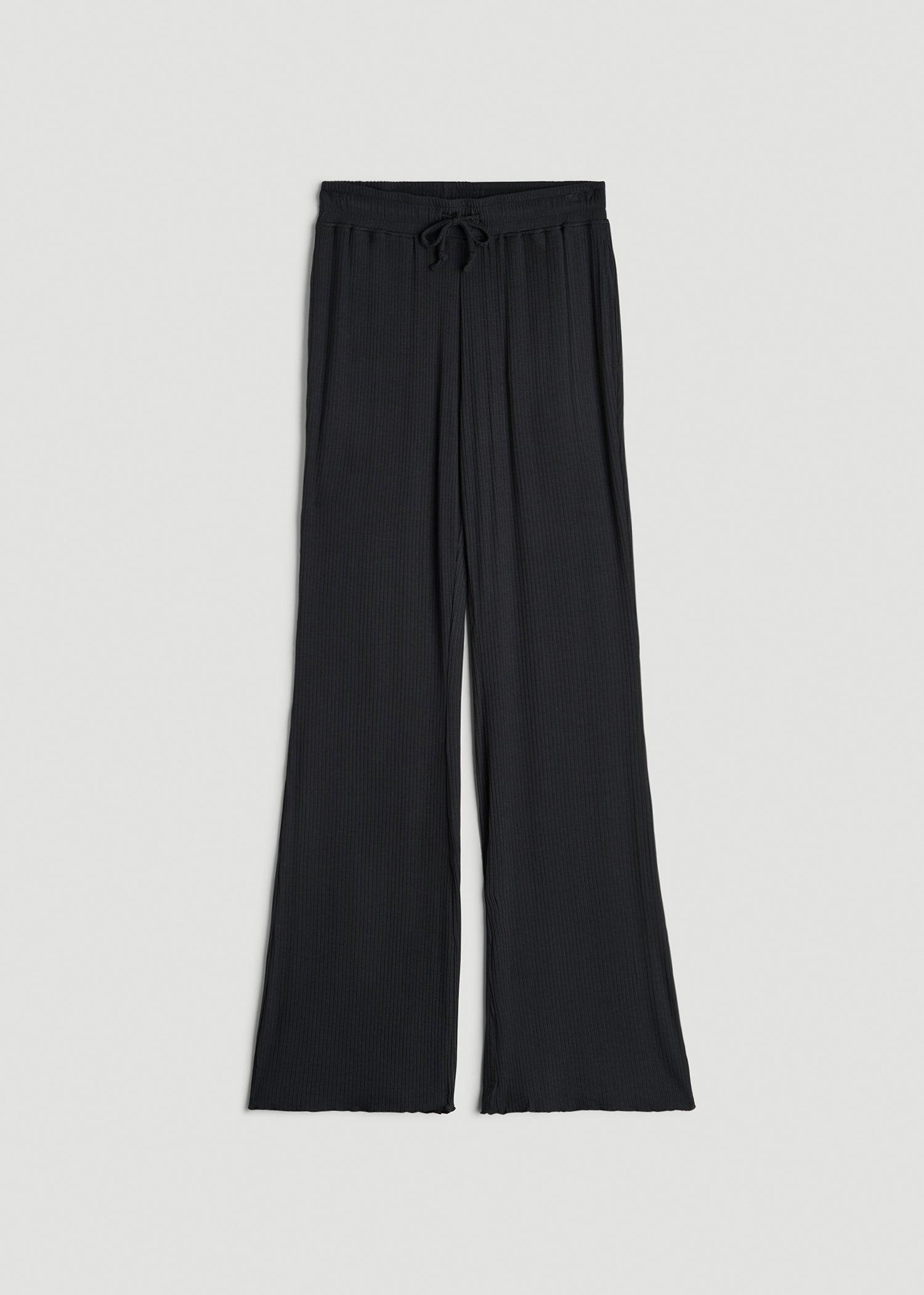 Ribbed Flare Pants for Tall Women in Black Female Product Image