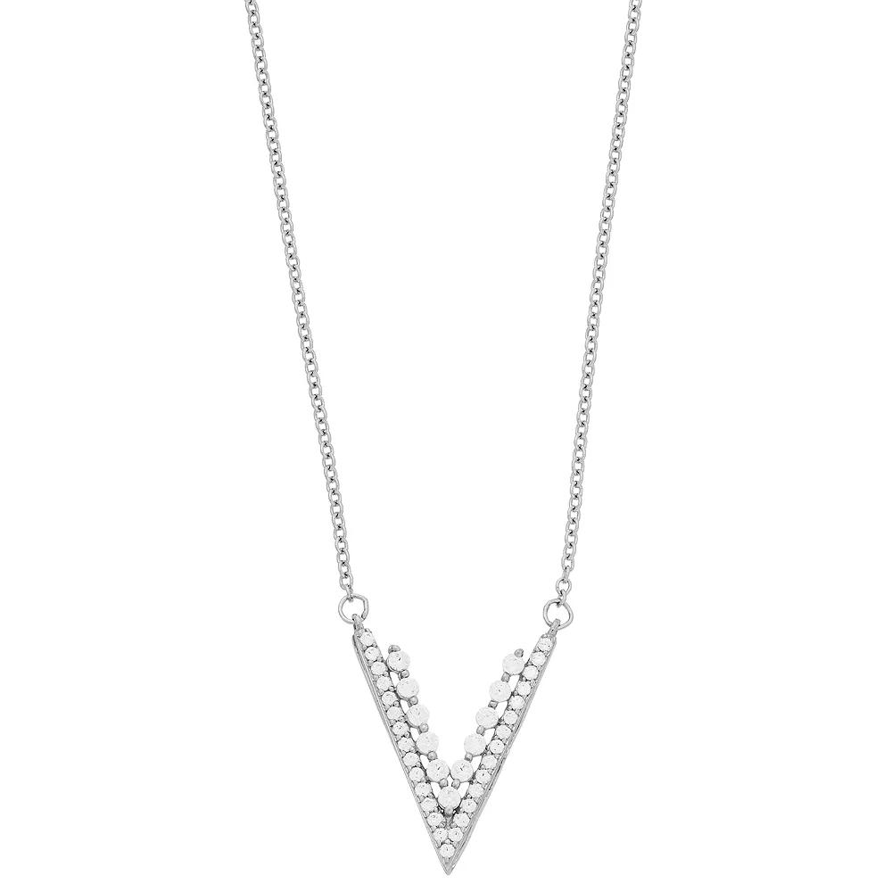 Simply Vera Vera Wang Sterling Silver 1/3 Carat T.W. Diamond V Necklace, Women's, Size: 18" Product Image